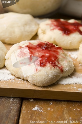 Image of Sweet doughnuts with rose marmelade