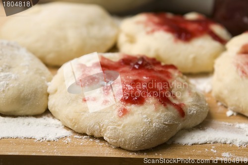 Image of Sweet doughnuts with rose marmelade