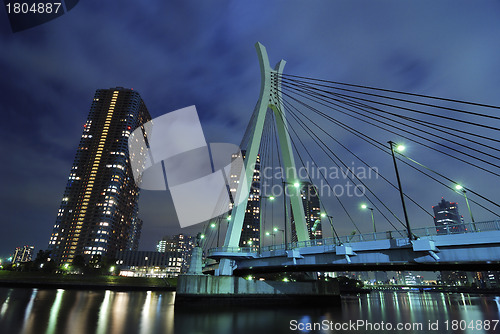 Image of night suspension bridge