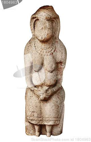 Image of Pagan stone statue of VI century isolated on white