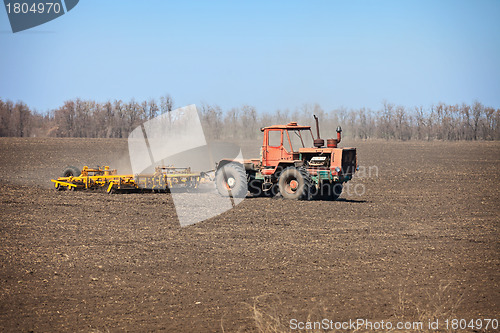 Image of Old agricultural tractor sows