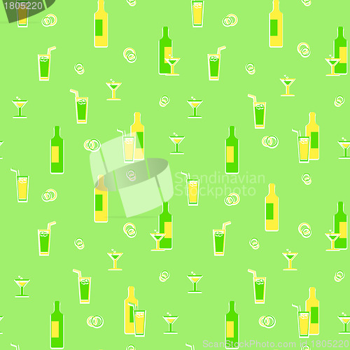 Image of Wrapping paper. Theme of beverages. Retro illustration.