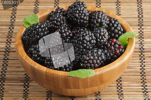 Image of Blackberries in Wooden Bowl
