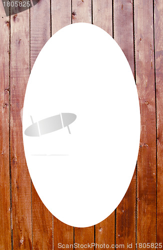 Image of Planks wall background and white oval in center 