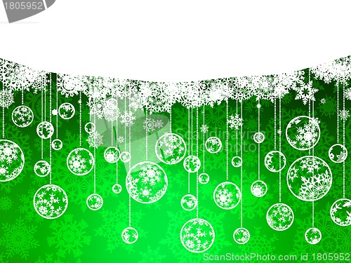 Image of Elegant Christmas green with snowflakes. EPS 8