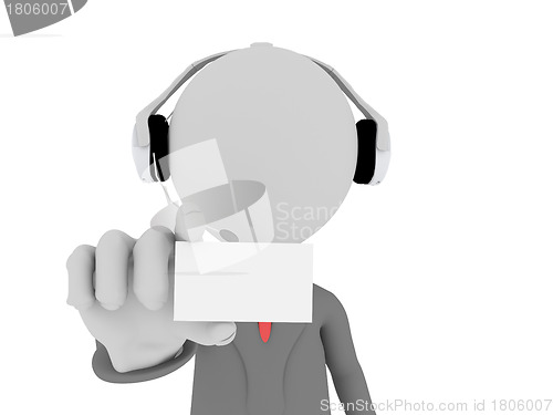 Image of 3d Call center operator showing a blank card 