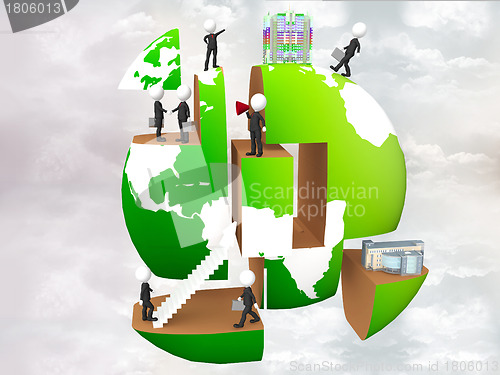 Image of illustration of business people doing different activities on ea