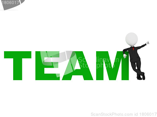 Image of Team text holding by man 