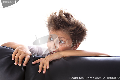 Image of Portrait of a frightened boy