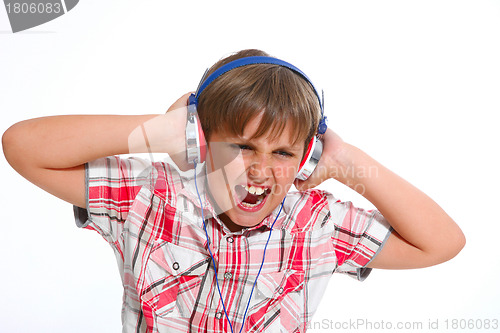 Image of portrait of a nice boy with headphones 
