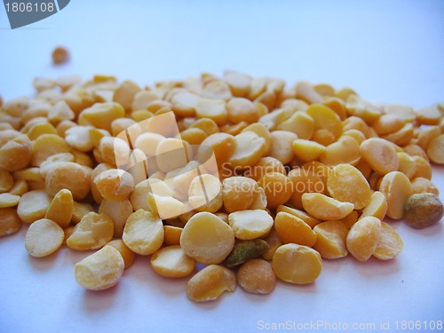 Image of Grains of peas on a white background