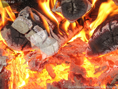 Image of Fire wood burning in the furnace