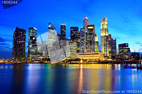 Image of Singapore city skyline at night