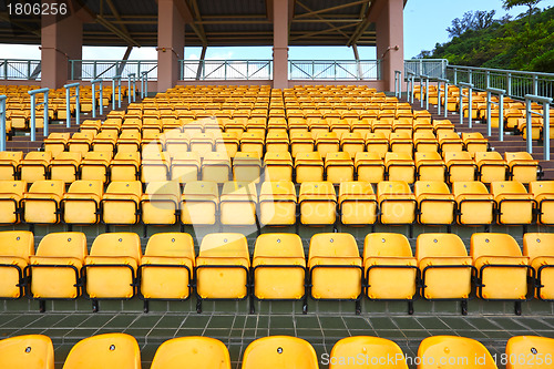 Image of plastic seats at stadium