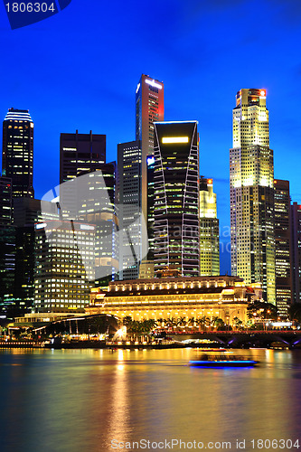 Image of Singapore city skyline at night