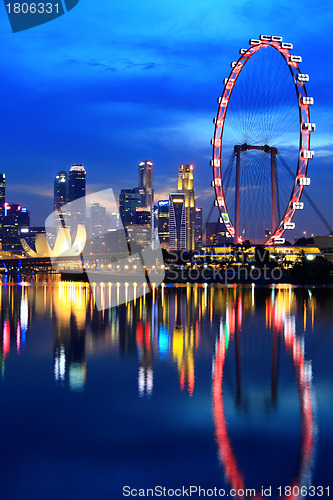 Image of Singapore downtown at night