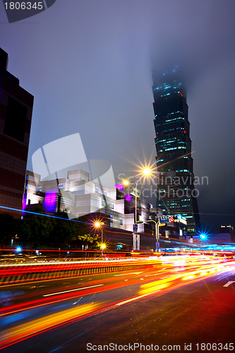 Image of taipei city traffic at night