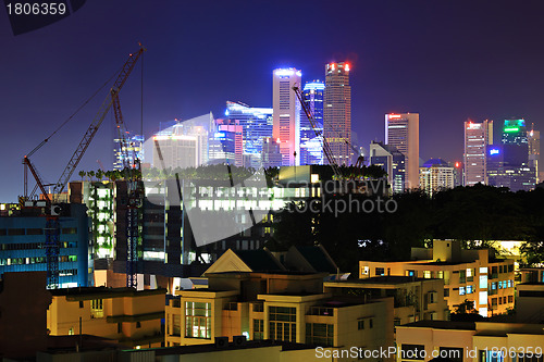 Image of Singapore downtown at night