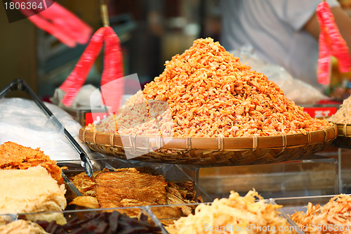 Image of dried shrimps in chinese market