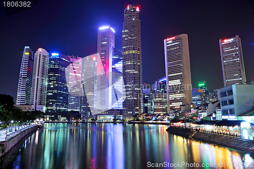 Image of Singapore city skyline at night