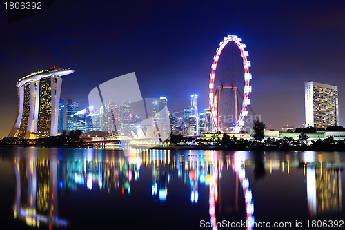 Image of Singapore city skyline at night