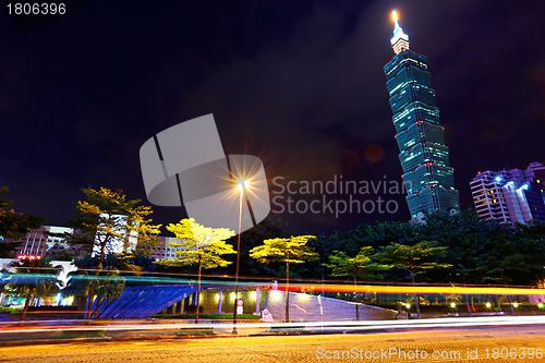 Image of taipei city traffic at night