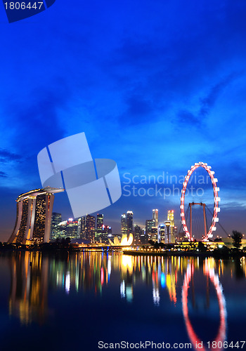 Image of Singapore city skyline at night