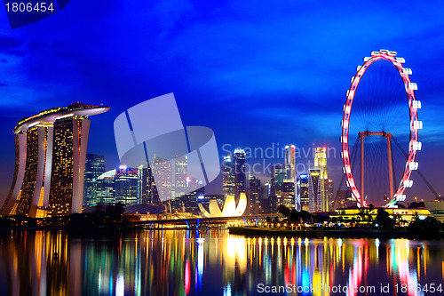 Image of Singapore city skyline at night