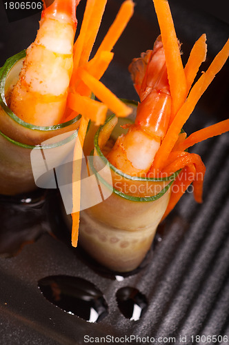 Image of colorful  prawn shrimps appetizer snack
