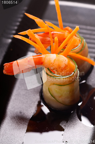 Image of colorful  prawn shrimps appetizer snack