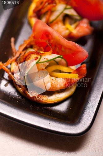 Image of colorful  prawn shrimps appetizer snack