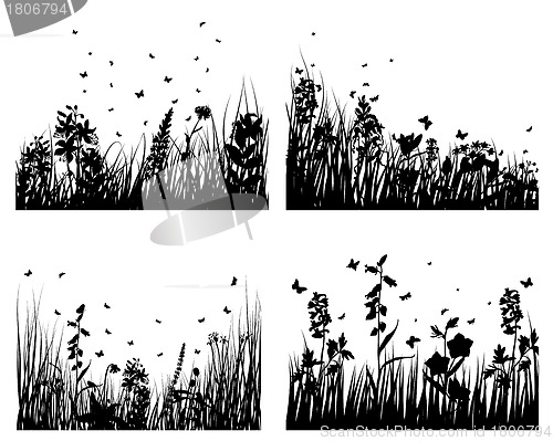 Image of grass silhouettes set