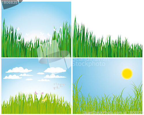 Image of grass silhouettes set