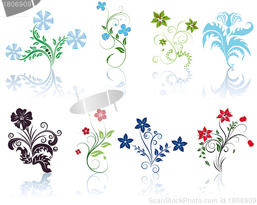 Image of berries and flowers silhouettes