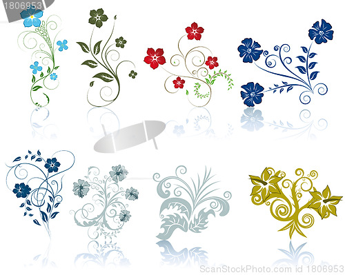 Image of berries and flowers silhouettes