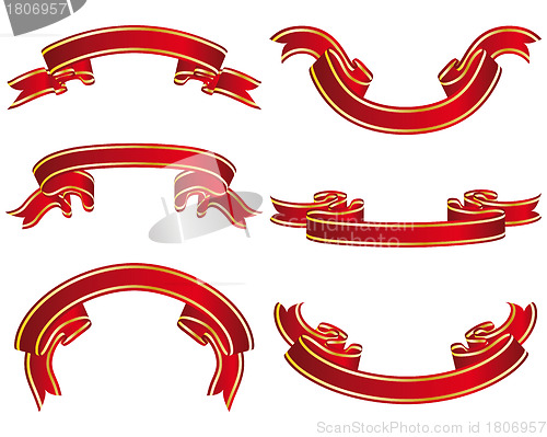 Image of ribbons set red