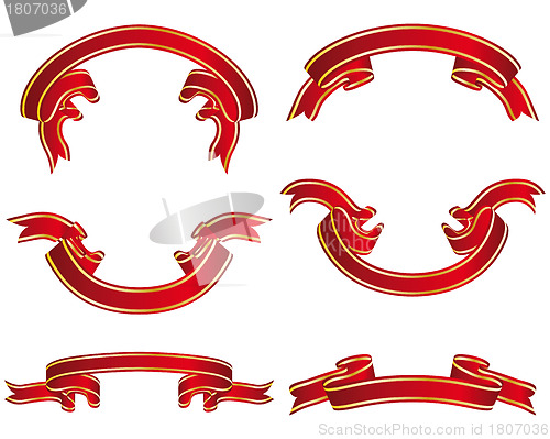 Image of ribbons set red