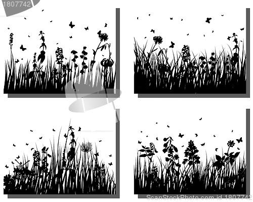 Image of grass silhouettes set