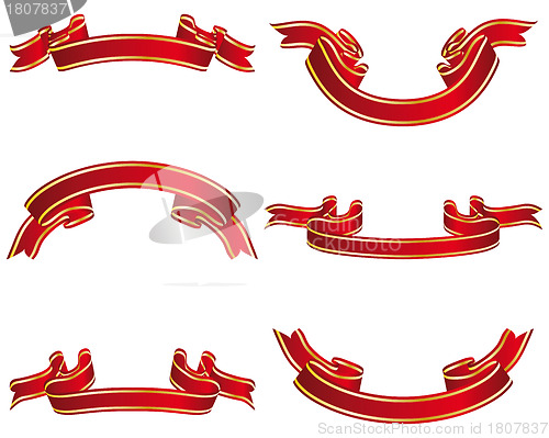 Image of ribbons set red