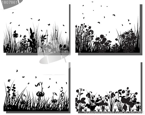 Image of grass silhouettes set