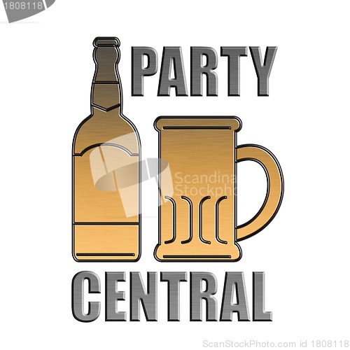 Image of golden beer bottle mug party central