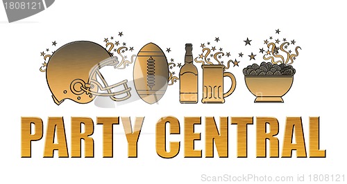 Image of american football helmet ball beer chips party central