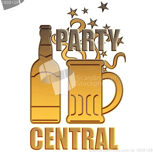 Image of golden beer bottle mug party central