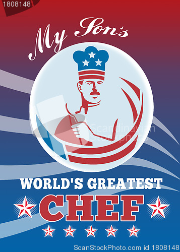 Image of World's Greatest Son Chef Greeting Card Poster