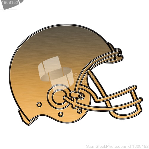 Image of american football helmet golden metallic