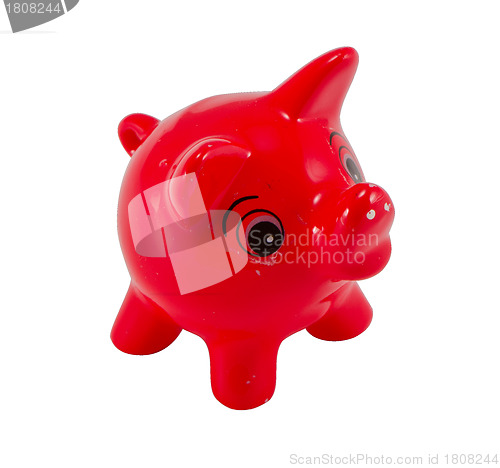 Image of Small red piggy figure isolated on white 