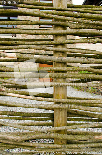 Image of Background fence weaven wooden branch house yard 