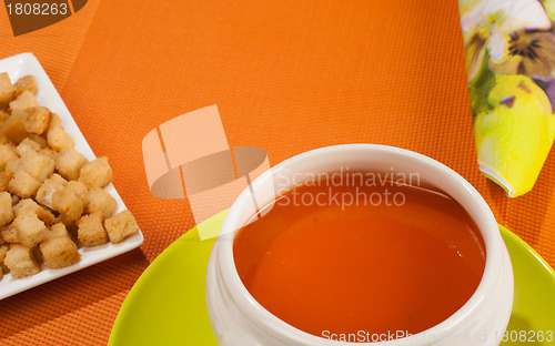 Image of Gazpacho and croutons