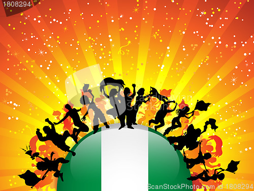 Image of Nigeria Sport Fan Crowd with Flag