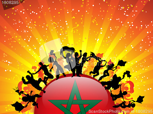 Image of Morocco Sport Fan Crowd with Flag